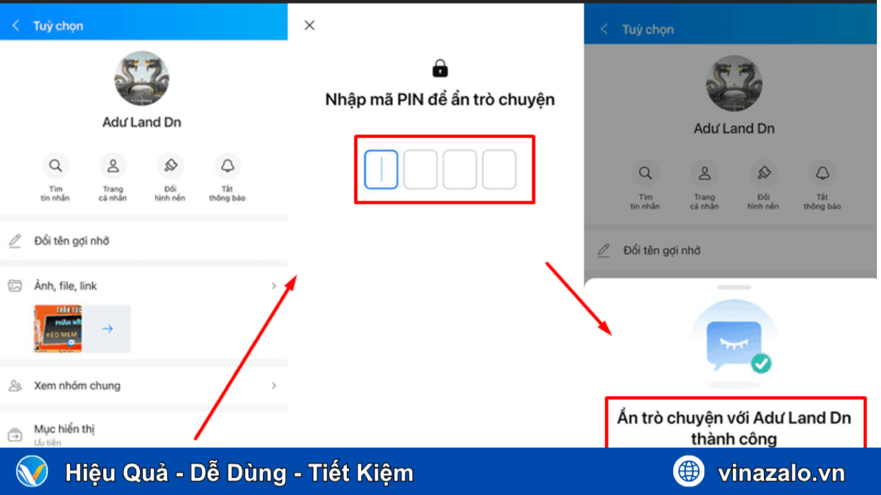 Ẩn cuộc trò chuyện trên Zalo thành công