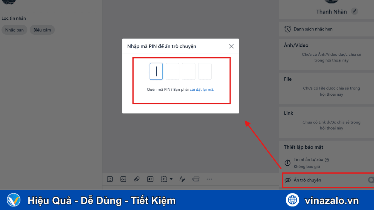 Ẩn tin nhắn trên Zalo