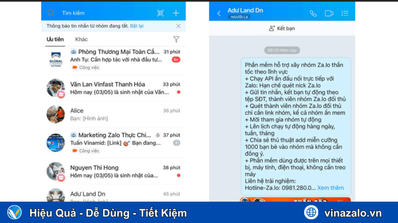 Cách ẩn tin nhắn trên Zalo