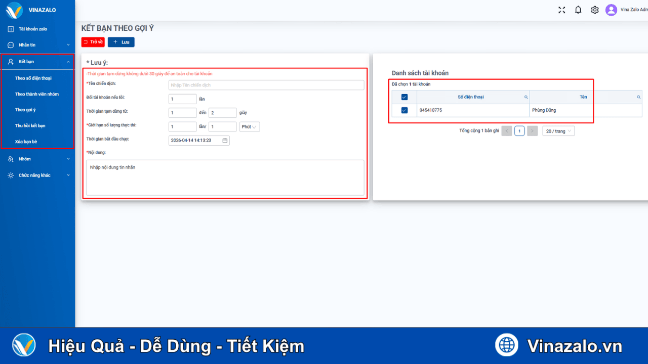 Kết bạn theo gợi ý tự động