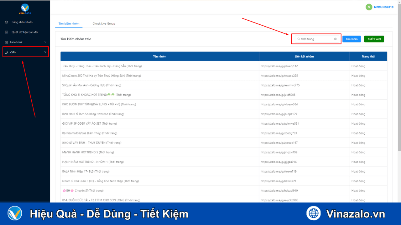 Phần mềm quét nhóm Zalo theo từ khoá