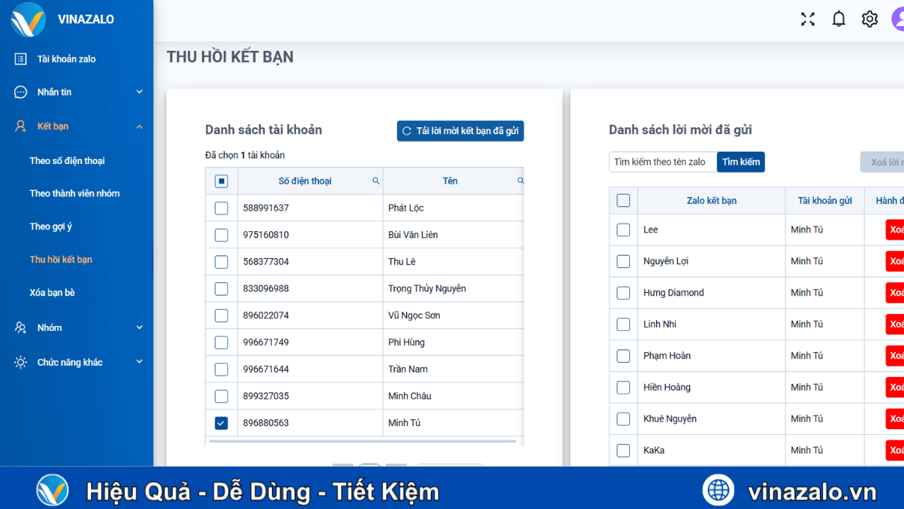 Hủy lời mời kết bạn Zalo