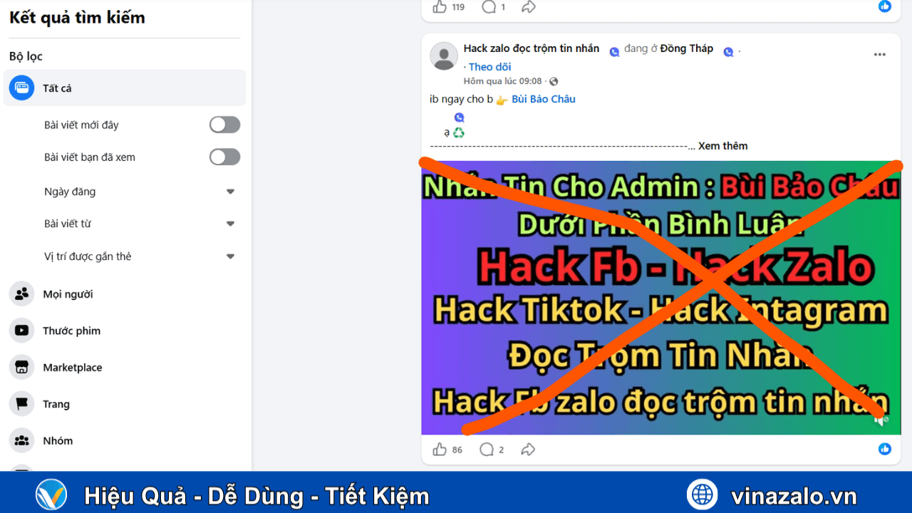 Quảng cáo về phần mềm đọc trộm tin nhắn Zalo