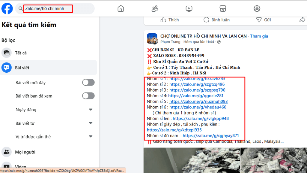 Cách tìm kiếm nhóm Zalo Hồ Chí Minh