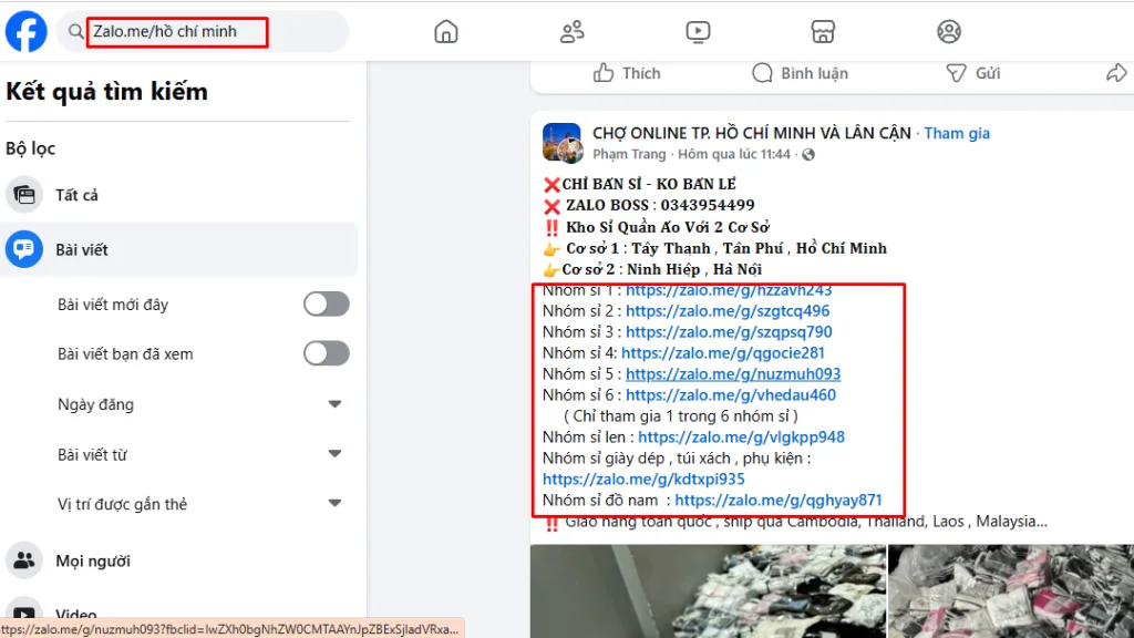 Cách tìm kiếm nhóm Zalo Hồ Chí Minh