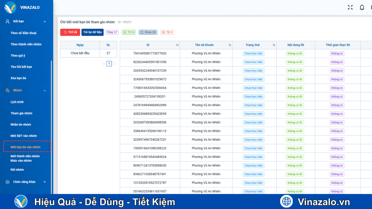 Mời khách hàng vào nhóm Zalo phễu