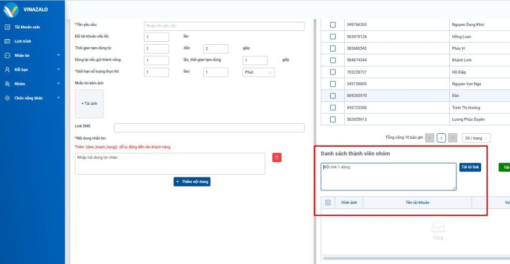 Kéo box Zalo theo link nhóm Zalo đối thủ