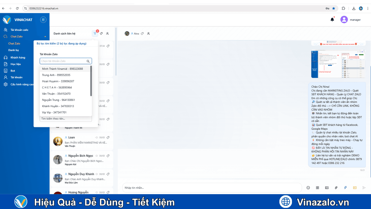 Phần Mềm Quản Lý Zalo Nhân Viên Vina Chat Phần Mềm Quản Lý Zalo Nhân Viên Vina Chat