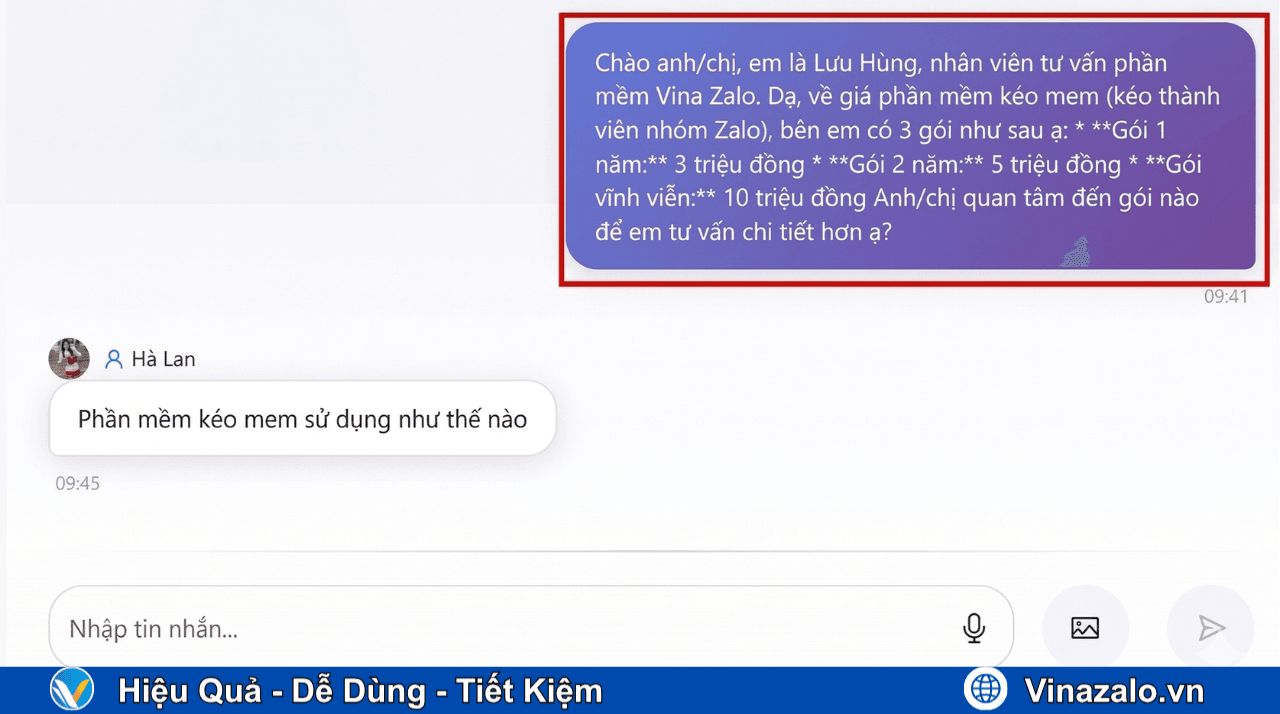 Tin nhắn chat bot tự động Tin nhắn chat bot tự động