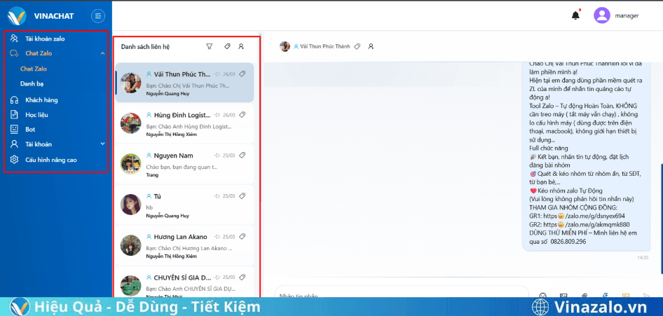 Phần Mềm VinaChat - Quản lý Chat Zalo Phần mềm Vinachat - Quản lý Chat Zalo