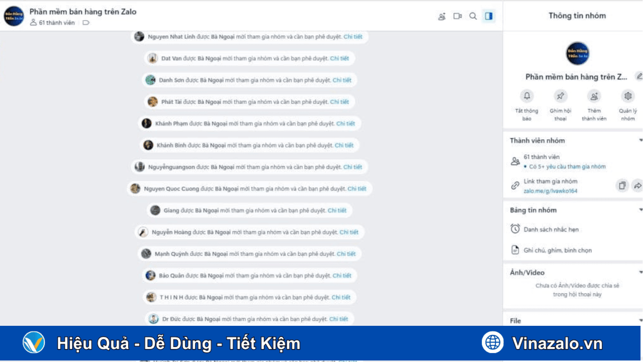 Khách hàng xin tham gia nhóm Zalo hàng loạt