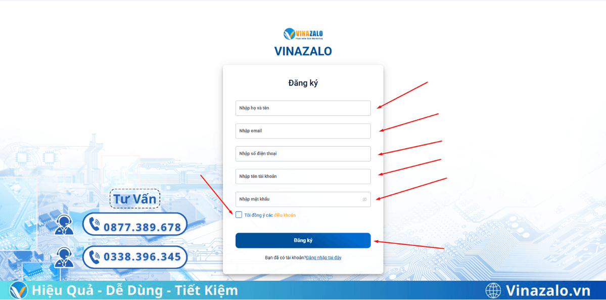 Khai báo thông tin phần mềm Vinazalo