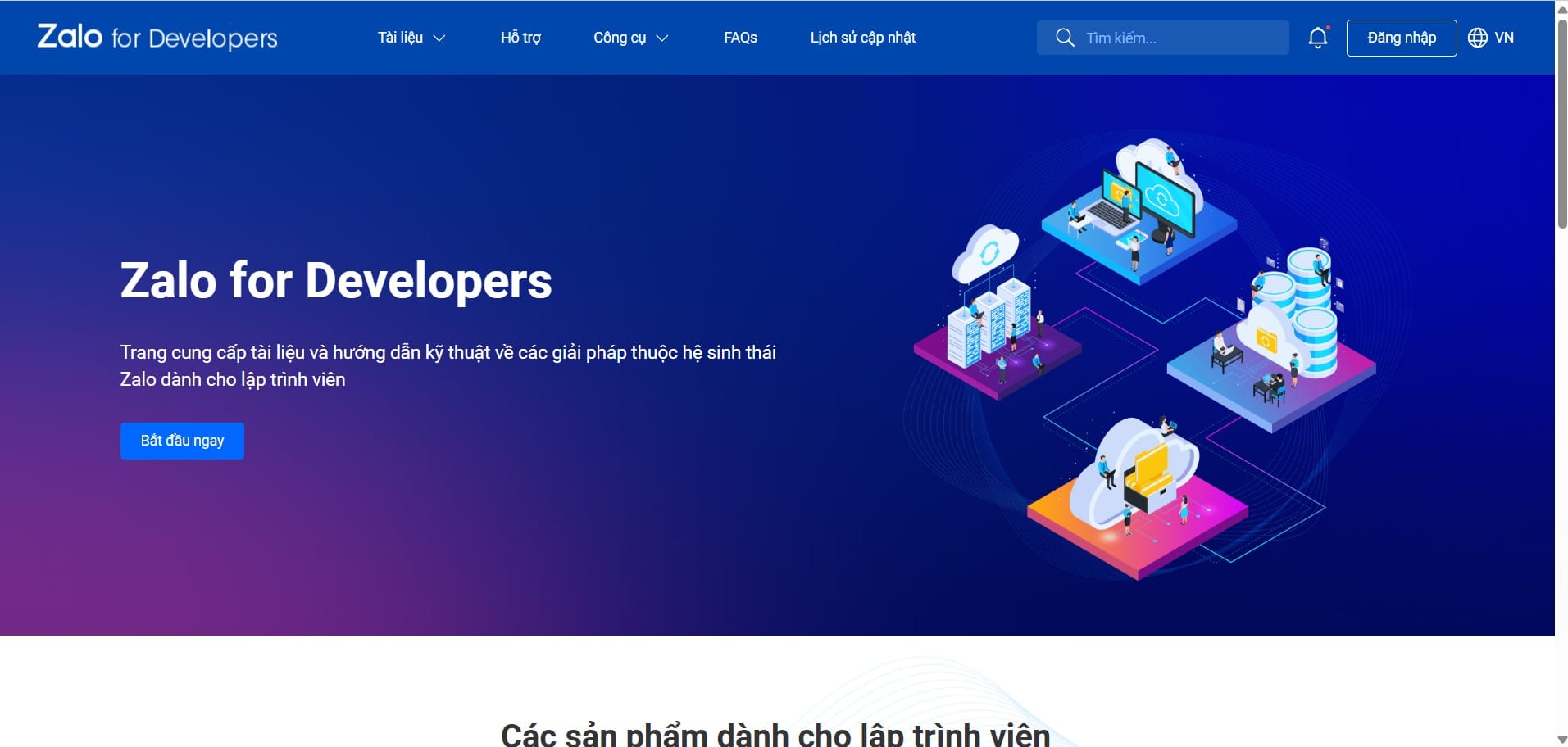 Truy cập vào kênh chăm sóc khách hàng trên website của zalo