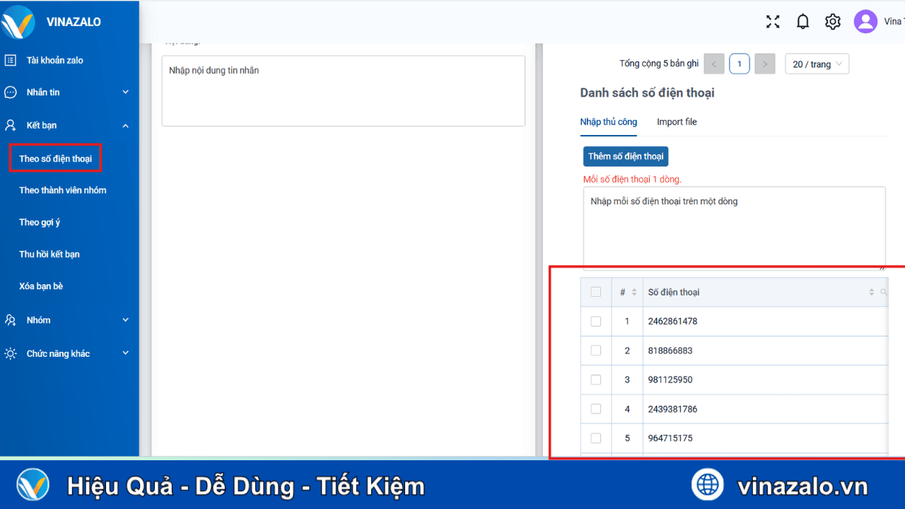Kết bạn tự động theo số điện thoại