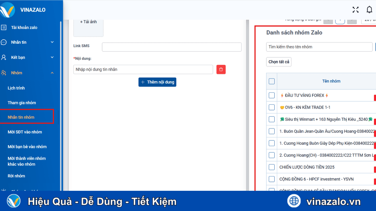Nhắn tin lên nhóm Zalo tự động