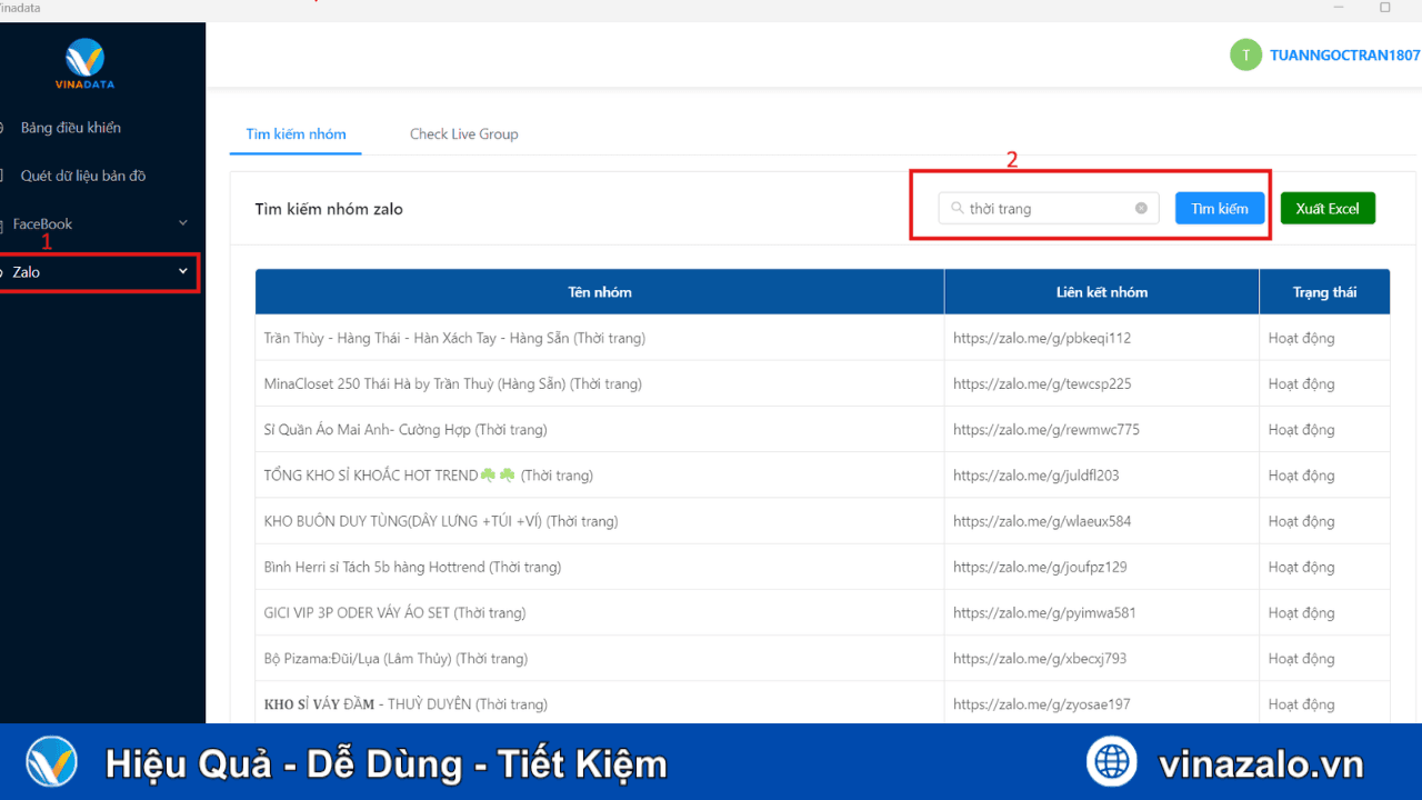 Tìm kiếm link nhóm zalo theo từ khóa