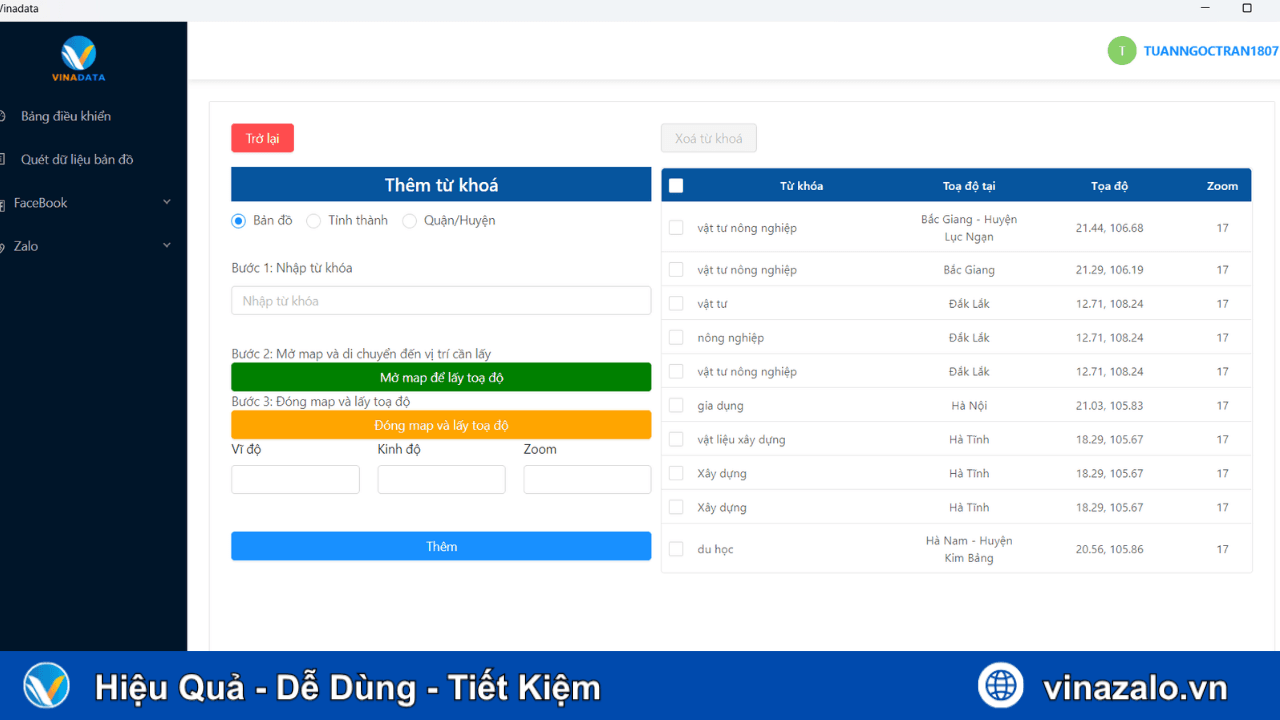Tìm kiếm theo từ khóa trên googlemaps